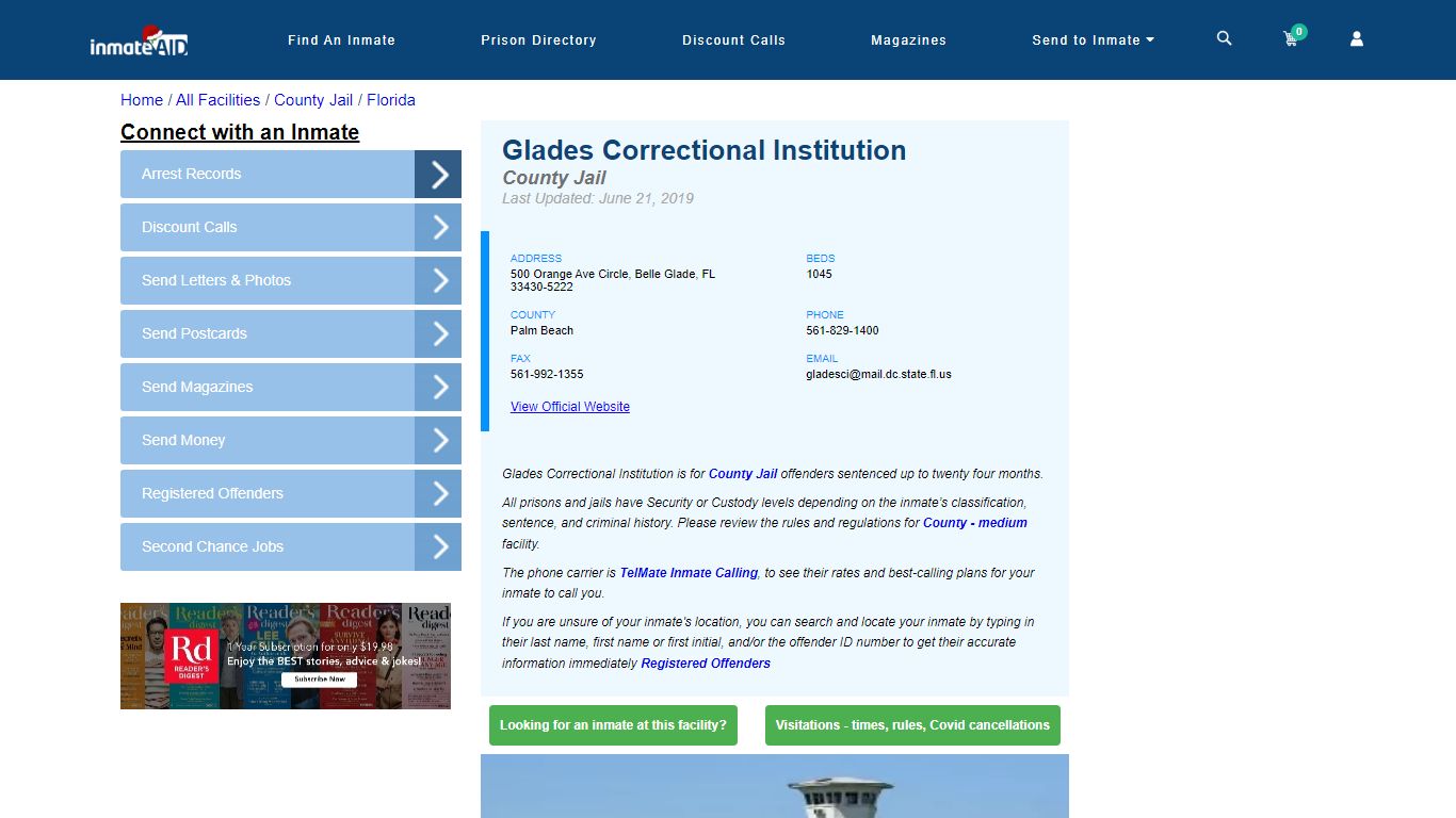 Glades Correctional Institution - Inmate Locator - Belle Glade, FL