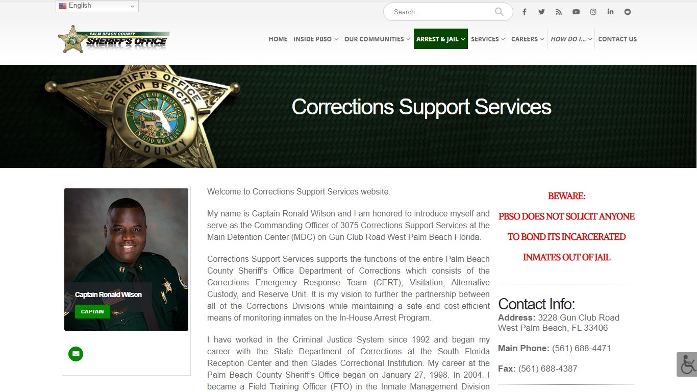 Corrections Support Services - Palm Beach County Sheriff's Office