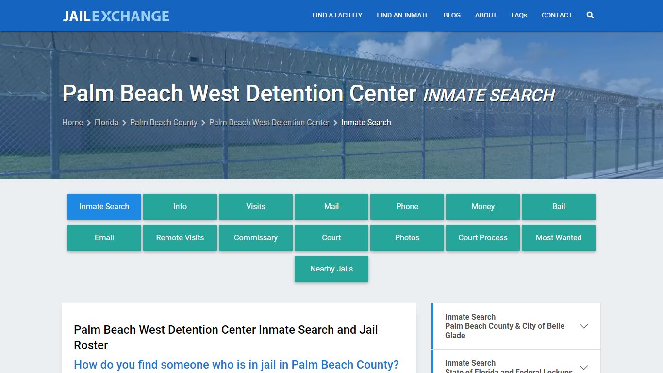 Palm Beach West Detention Center Inmate Search - Jail Exchange